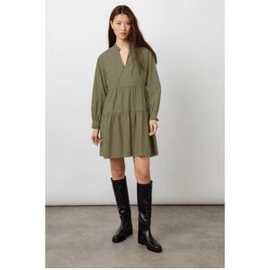 Rails ivy moss long sleeve tiered, mini shirt dress size small